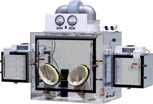 Plas-Labs 840-PH-10 Powder Handling Isolator w/ 2 Square Transfer Chambers