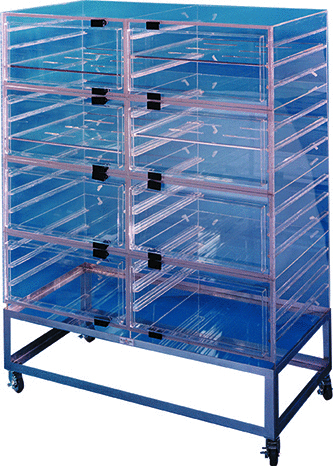 Plas Labs 860 Desiccator, Clear "8 Chamber" (48"x24"x62") w/ 16 Shelves